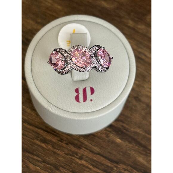 Bomb Party RBP6480 Sweet and Serene Rose Quartz Cubic Zirconia Hematite Size 7 - Picture 1 of 4
